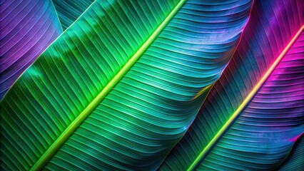 Abstract background of banana leaf texture with neon glow color toned, abstract, background, banana leaf, texture