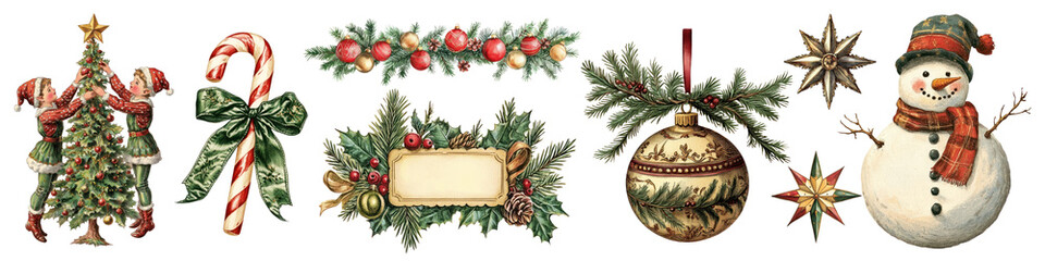 Christmas festival png cut out element set