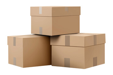 cardboard boxes on white background