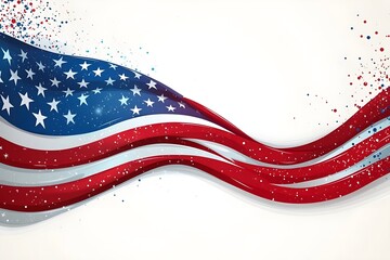 4th of July, Independence day - greeting design with USA patriotic colors firework burst rays. july, freedom, red, flag, patriotism, illustration, day, blue, design, background, event, poster,