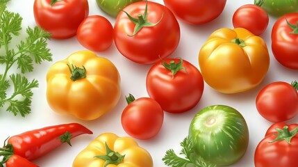 Fototapeta premium High-quality illustration of pastel vegetable pattern on white background for stock photo sale. food vectors. Ultra realistic. Photorealistic