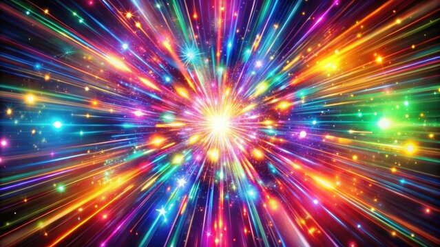 Abstract explosion of vibrant lights creating a tunnel of flashy colors , explosion, light background, vibrant