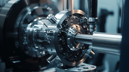 Advanced precision engineering lab showcasing intricate machinery and components being assembled with cutting-edge technology