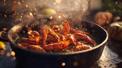 Homemade cajun seafood boil. seafood. Ultra realistic. Photorealistic hypermaximalist advertising photography hyper realistic fine detail