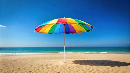Colorful beach umbrella providing shade on a sunny summer day, beach, summer, umbrella, shade, colorful, relaxation, vacation, sunny