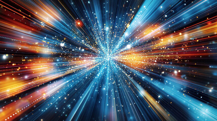 Obraz premium Bright cosmic explosion depicting vibrant colors and a sense of motion in deep space