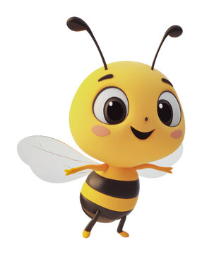 PNG Cheerful cartoon bee flying in a whimsical style