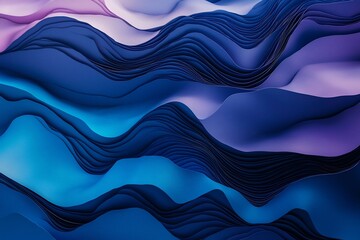Fototapeta premium Fluid Waves: An Abstract Journey Through Shades of Blue and Purple