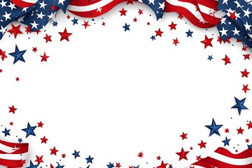 Obraz premium july, freedom, red, flag, patriotism, illustration, day, blue, design, background, event, poster, vector, anniversary, star, holiday, symbol, america, american, fourth, independence, national, sign, f