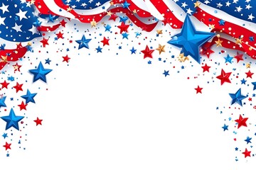 Obraz premium july, freedom, red, flag, patriotism, illustration, day, blue, design, background, event, poster, vector, anniversary, star, holiday, symbol, america, american, fourth, independence, national, sign, f