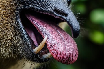 Close-up of a Monkey's Mouth and Tongue in Natural Habitat