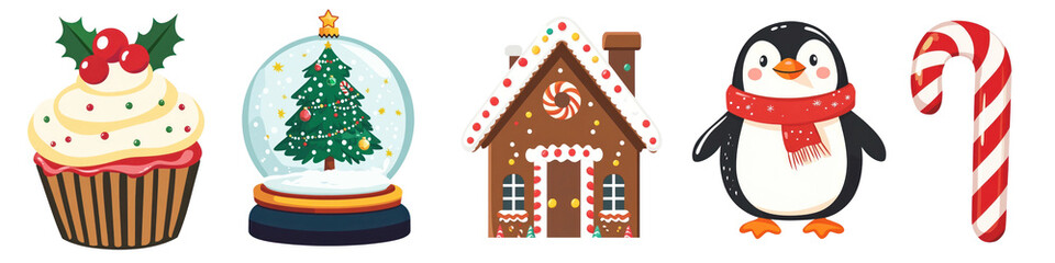 Christmas decoration png cut out element set
