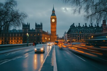Fototapeta premium Big Ben and Houses of Parliament in London at dusk.