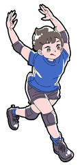 スパイクの助走をする女の子のイラスト