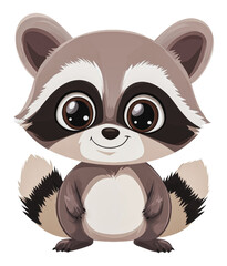 Fototapeta premium PNG Adorable raccoon cartoon with big eyes