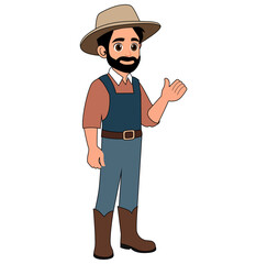 Cartoon Man Farmer Vector Illustration