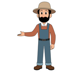 Cartoon Man Farmer Vector Illustration