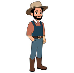 Cartoon Man Farmer Vector Illustration