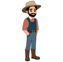 Cartoon Man Farmer Vector Illustration