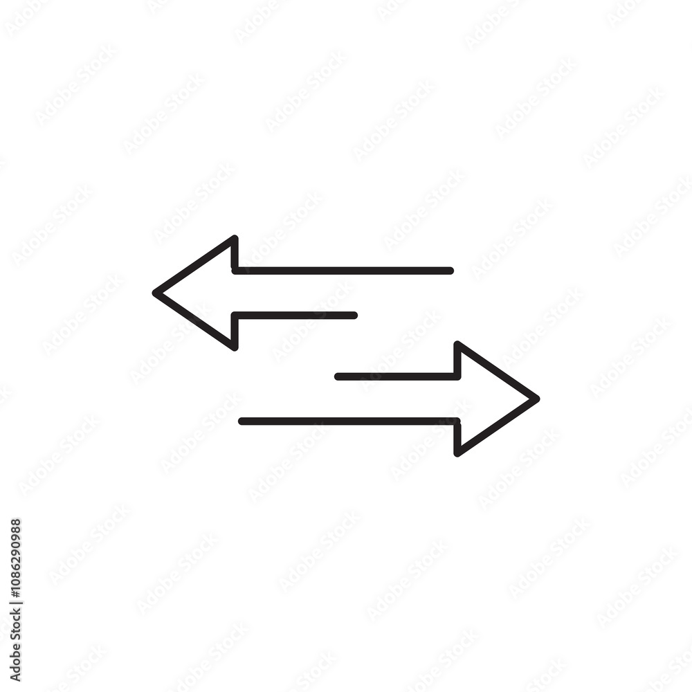 Poster Transfer arrows outline icon. vector Left right arrows simple line illustration for web and app..eps