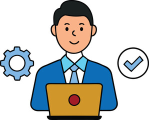 Businessman Using Laptop Vector Art  Professional and Modern Graphics for Creative Projects