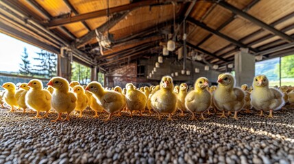 Cute Chicks in a Barn