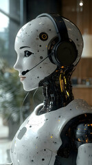 Fototapeta premium 3D Illustration - AI Robot Customer Service Agent