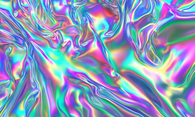 Colorful holographic glassy background, 3D rendered abstract design