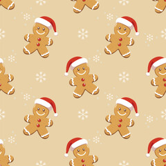 seamless pattern of gingerbread man