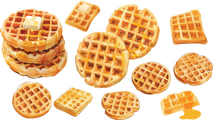 waffle watercolor clipart