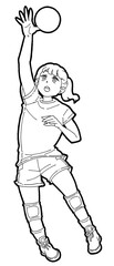 スパイクを打つ女の子のイラスト