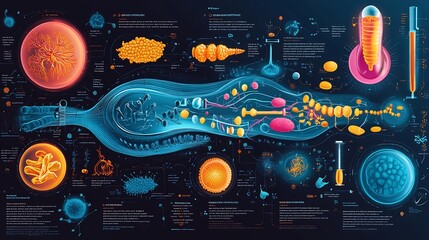 Cellular respiration stages depicted a detailed bio educational infographic showing the processes of glycolysis Krebs cycle and oxidative phosphorylation