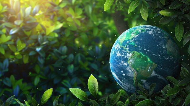 Ecology and environment concept with green planet Earth