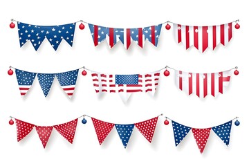 Obraz premium 4th of July, Independence day - greeting design with USA patriotic colors firework burst rays. july, freedom, red, flag, patriotism, illustration, day, blue, design, background, event, poster,