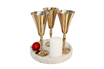 PNG, Christmas table setting, cutlery isolated on white background.