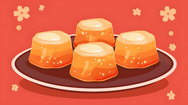 Nian Gao Rice Cake Chinese New Year illustration Vector