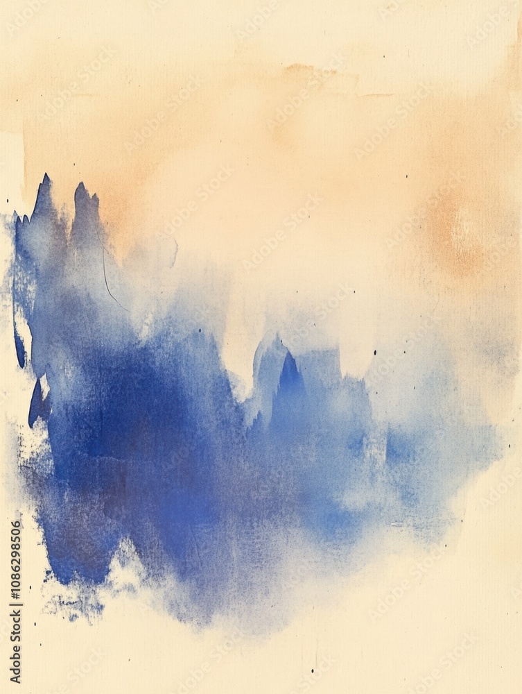 Poster This artwork features soft watercolor textures blending blues and warm neutrals, creating a calming backdrop for creativity and imagination. Generative AI