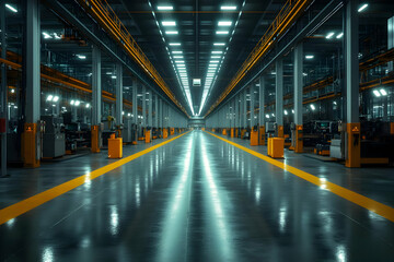 Fototapeta premium 3D Illustration Empty Factory Floor Industrial Interior