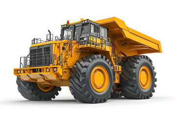 Obraz premium 3D Mining Truck, Heavy Duty, Yellow, Isolated on White