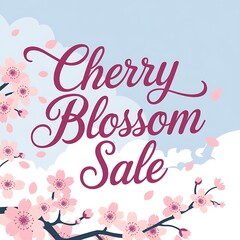 Obraz premium Cherry Blossom Sale Announcement Featuring Delicate Pink Flowers