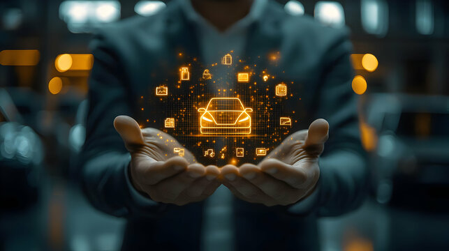 Illustration of Car Insurance, Safety, and Technology