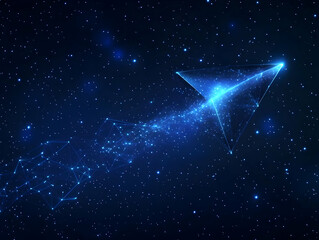 Abstract Illustration - Paper Airplane Soaring Through Starry Night
