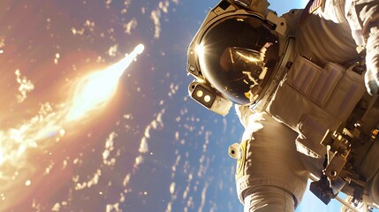 Flying space with a team of space tourists as they orbit a glittering icy comet The zerogravity tourists marvel at the comet's glowing tail and capture breathtaking images of the celestial event