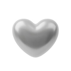 Silver realistic 3D heart. Vector illustration of metallic heart. Silver shiny heart shape for love, valentine, romantic and wedding theme. Love concept isolated on white background.