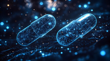 3D Illustration, Digital Pills, Futuristic Medicine