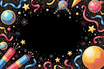 Festive Celebration Frame with Golden Stars