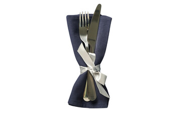 PNG, Christmas table setting, cutlery isolated on white background.