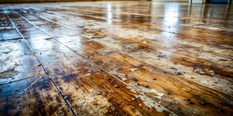 Old dirty floor with visible grime and scratches, close-up shot, dirty, textured, worn, aged, grungy, surface, background