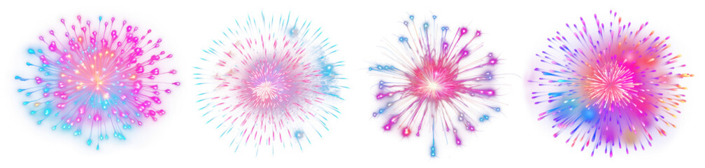 Obraz premium Fireworks effect png cut out element set