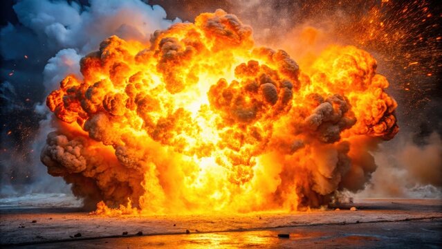 Fiery explosion caused by burning acetylene gas produced from calcium carbide reaction with water
